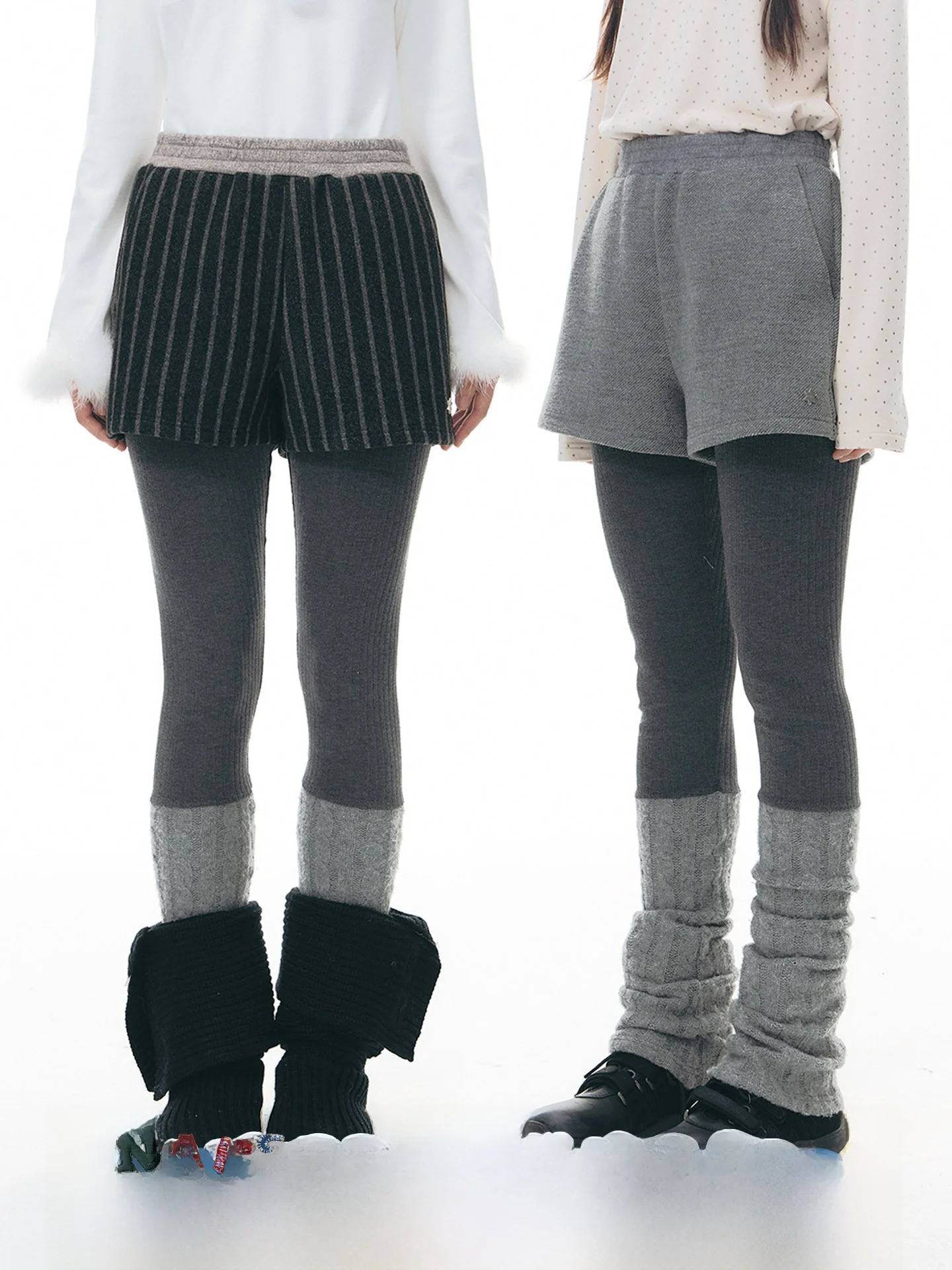 

TAKEANAP Original Knitted Elastic Waist Patchwork Woolen orts Women Winter Casual Wide Leg Boot Pants Thiened Spwear