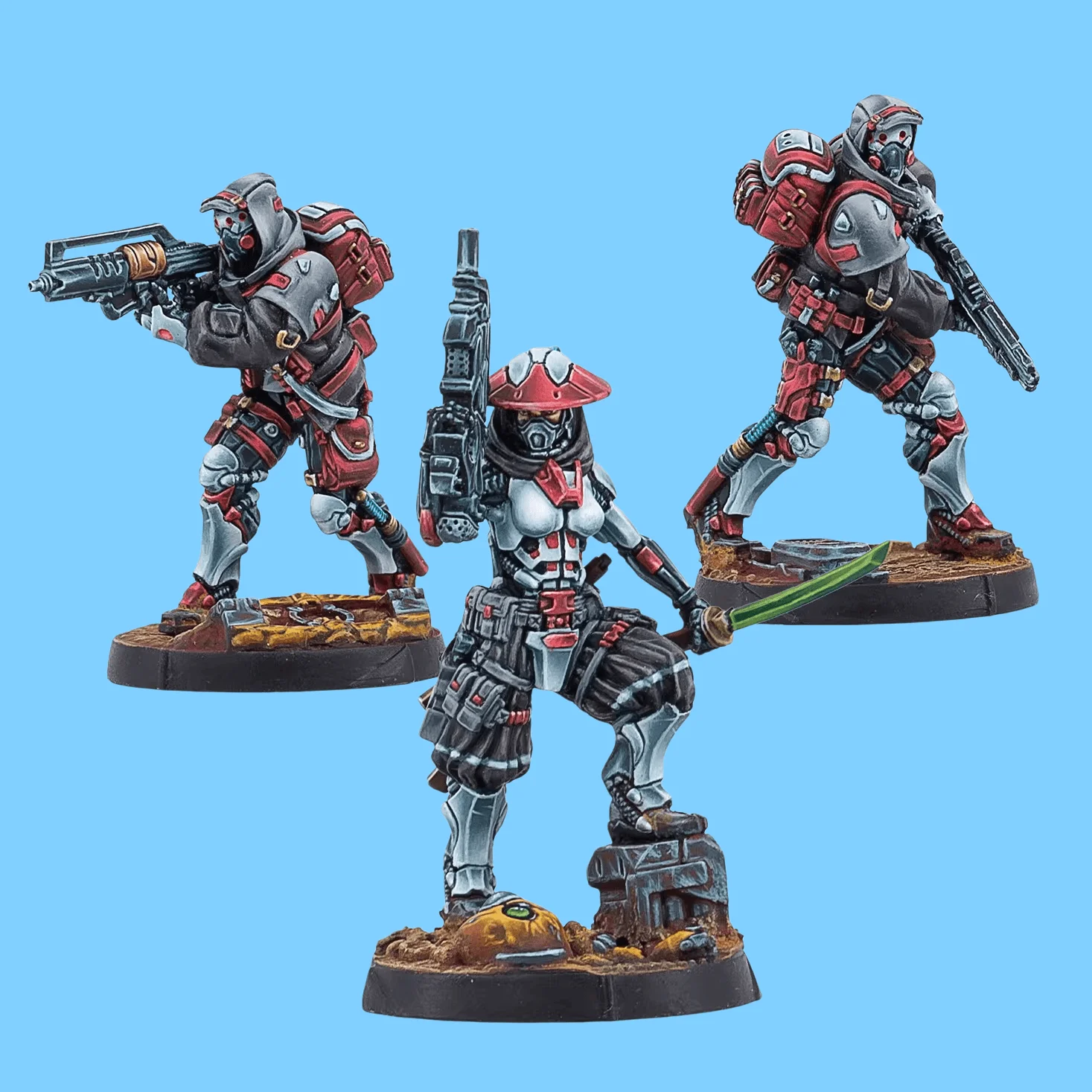 Die-cast Resin Model Assembly Kit, GK, Resin Battle Group 3 People, Unpainted To Be Assembled, (including Base)