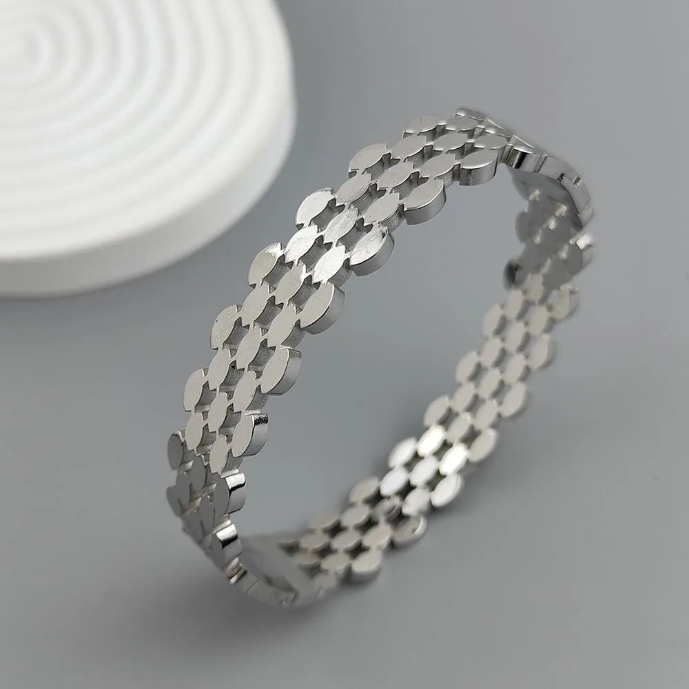 New honeycomb hollow stainless steel gold-plated women's bracelet, high-quality waterproof metal bracelet, party jewelry