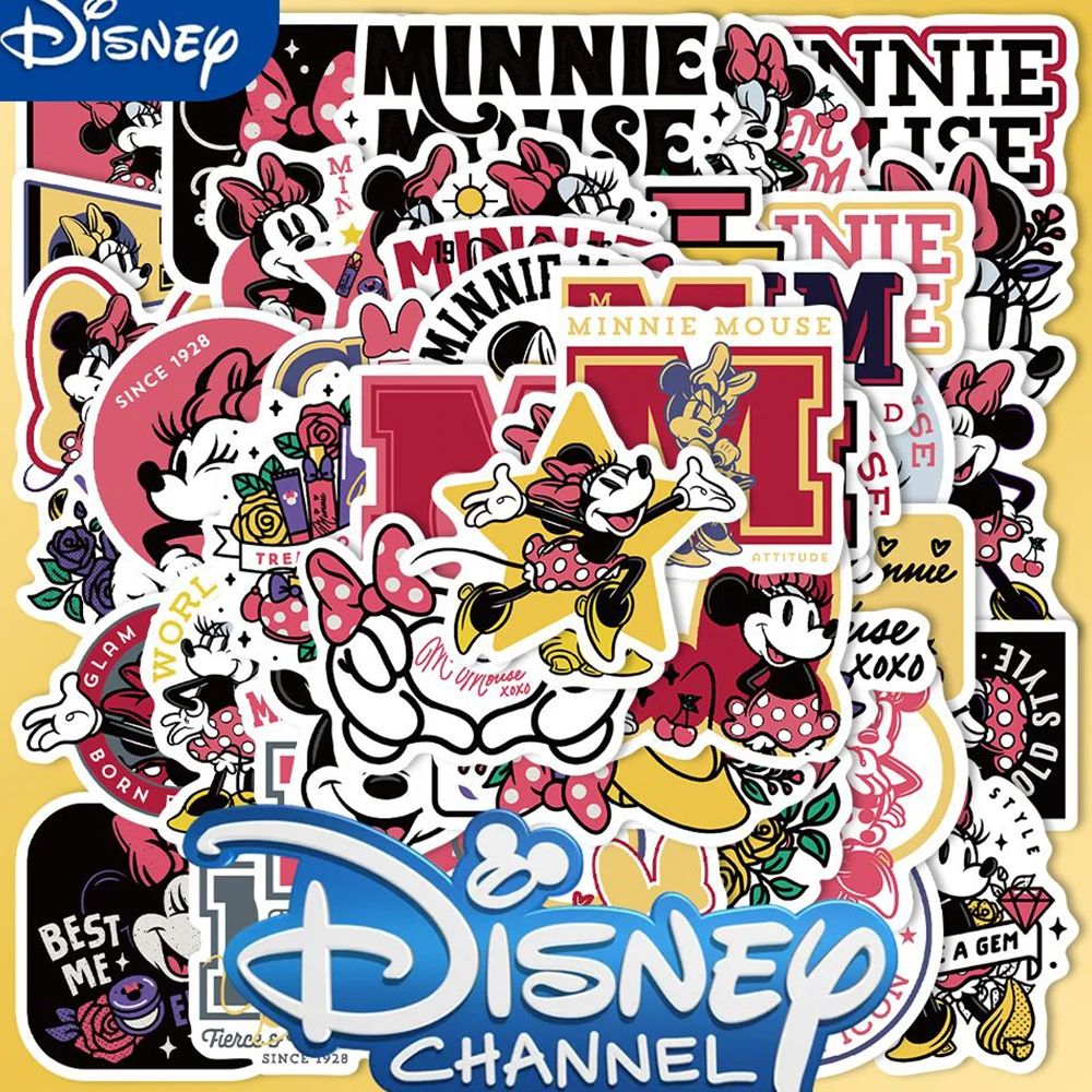 

10/30/50pcs Anime Disney Cute Minnie Mouse Stickers Aesthetic Cartoon PVC Decal for Kid DIY Laptop Phone Case Fridge Sitcker Toy