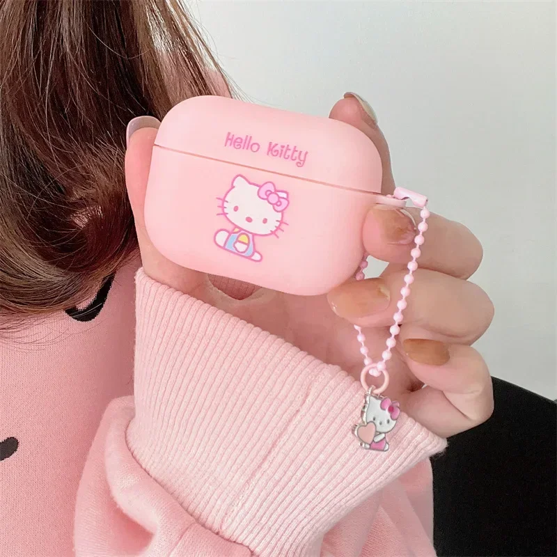 For Airpods Pro 2 Case,Pink Hello Kitty With Cute Keychain For Airpods Pro Case,Soft TPU Earphone Cover For Girls/Women