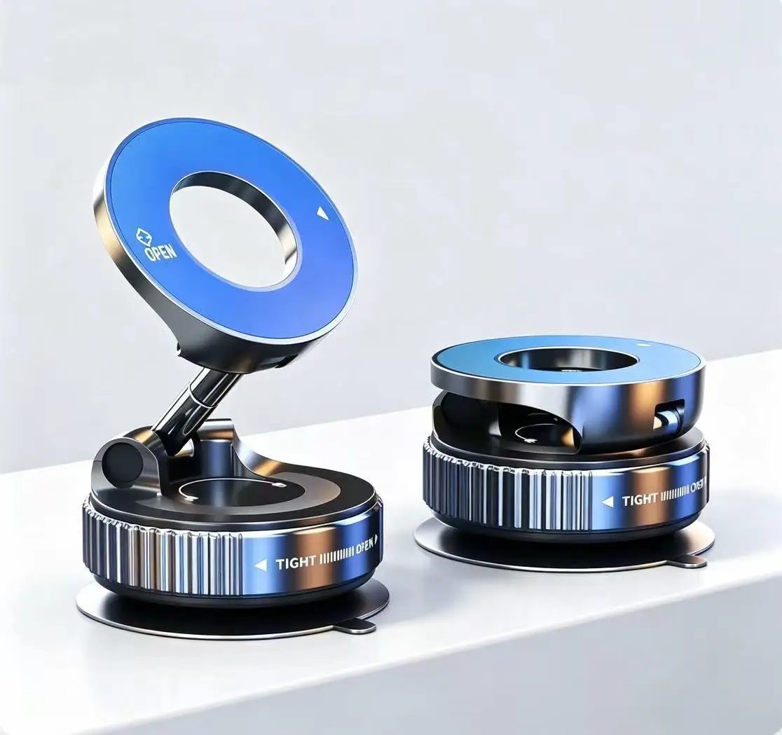 Suporte Magnético para Telefone de Carro 360 °    Suporte de celular dobrável com ventosa e ímã forte para painel de carro e navegação