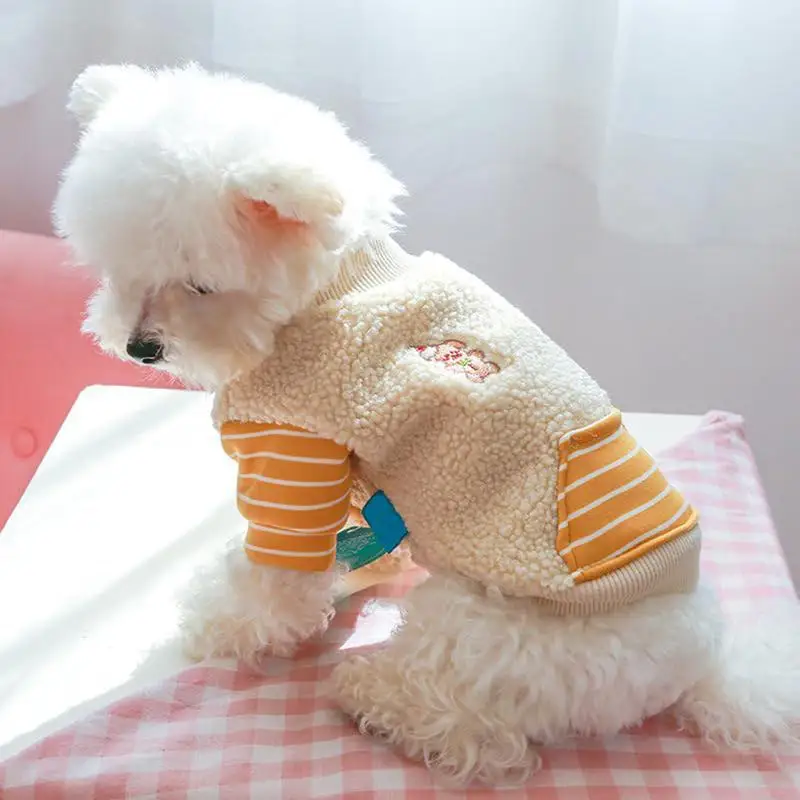 Warm Dog Sweater Coat Warm Pet Coat Sweater Plush Fabric Pet Cold Weather Coats Jacket For Small Large And Medium Dogs