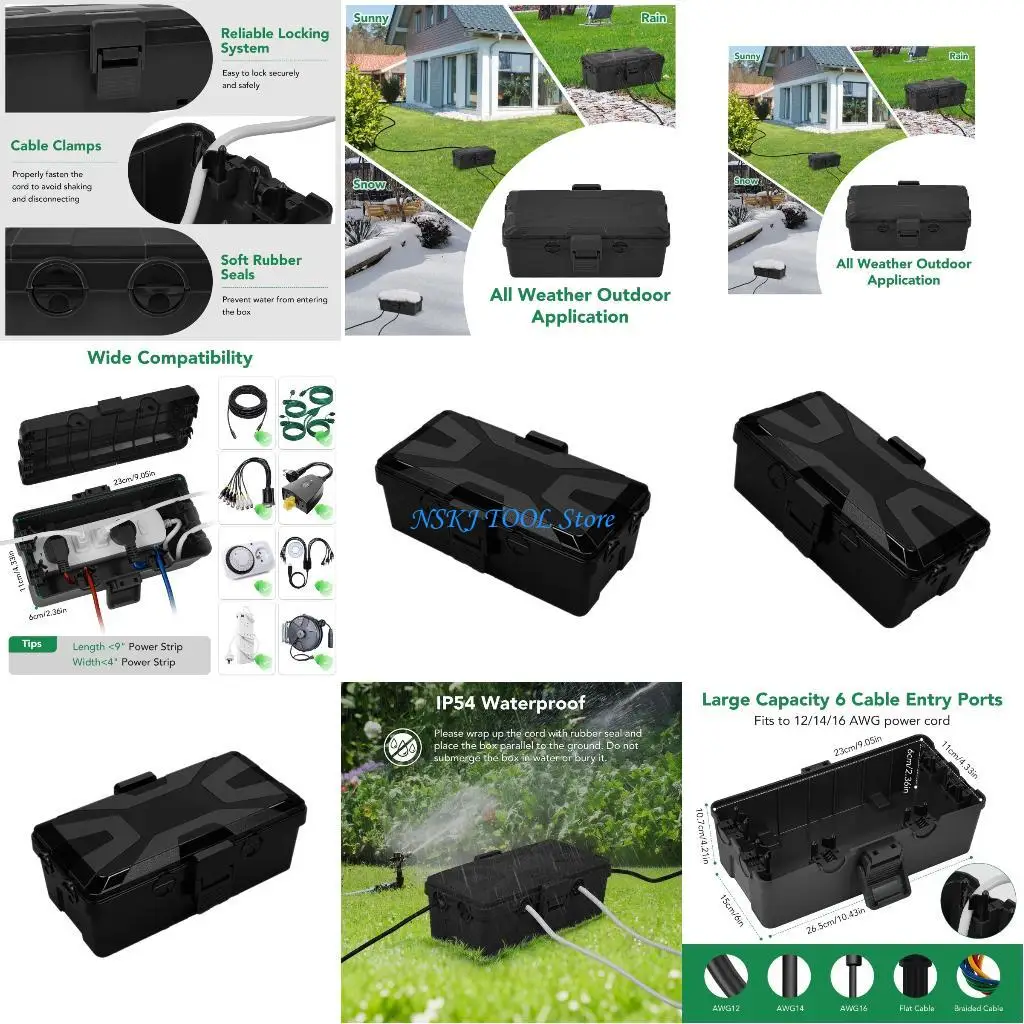 L8RC Industrial 86Style Junction Box 6Entry Port Weatherproof Design for Camping Gear