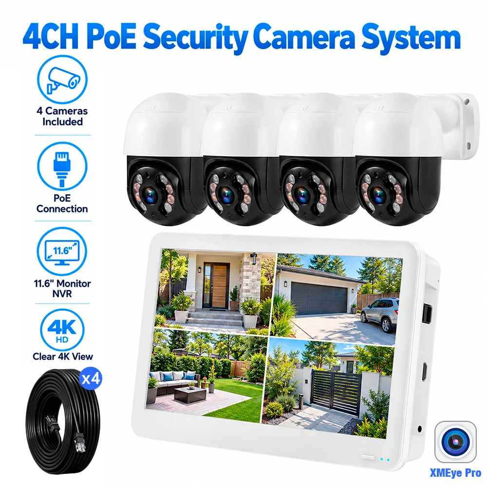 4CH 4K NVR 8MP PoE Camera System 11.6