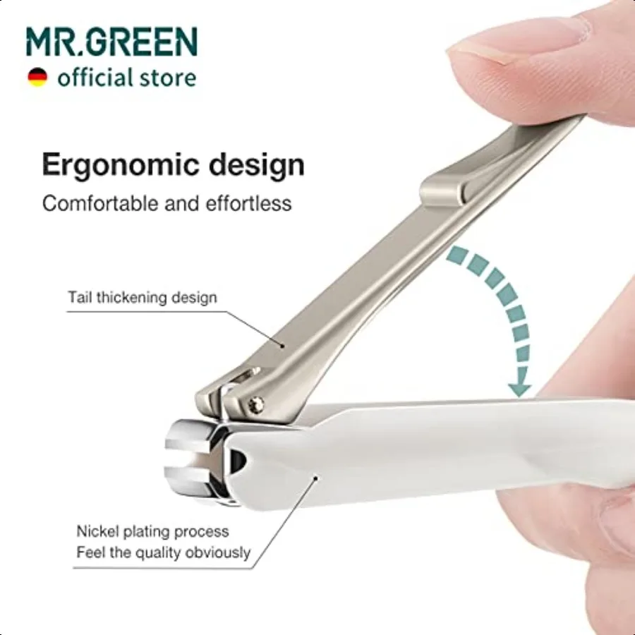MR.GREEN Nail Clippers Anti Splash Fingernail Cutter Stainl Steel Manicure Tools Nail Scissors Detachable Design Nail Trimmer M