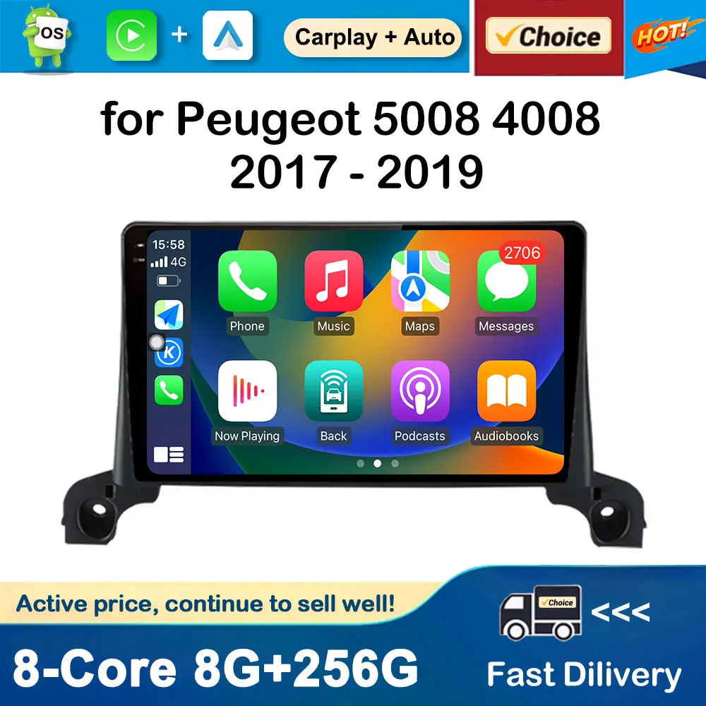 

9 inch GPS Navigation for Peugeot 5008 4008 2017 - 2019 Android OS Car Radio Multimedia Video Player DSP Stereo BT Touch Screen