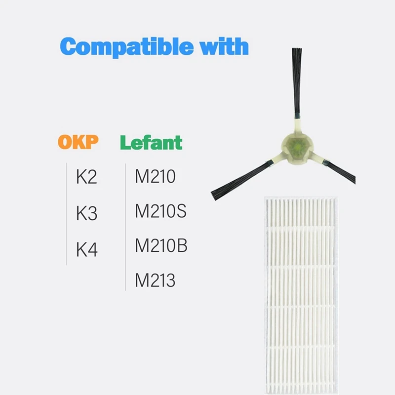 14ชิ้นแปรงด้านข้างตัวกรอง HEPA สำหรับอะไหล่เครื่องดูดฝุ่น M210B M213S เครื่องดูดฝุ่นหุ่นยนต์ M213 M210