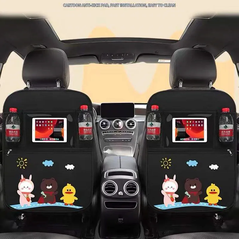 Protector de asiento trasero de coche de dibujos animados de PU, diseño vívido, impermeable, antipatadas, almacenamiento de alta calidad