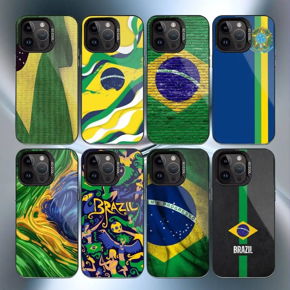 

Brazil Brazilian Flag Phone Case For iPhone17,16,15,14,13,12,11 Plus,Pro Max Black Candy Matte Shockproof Cover