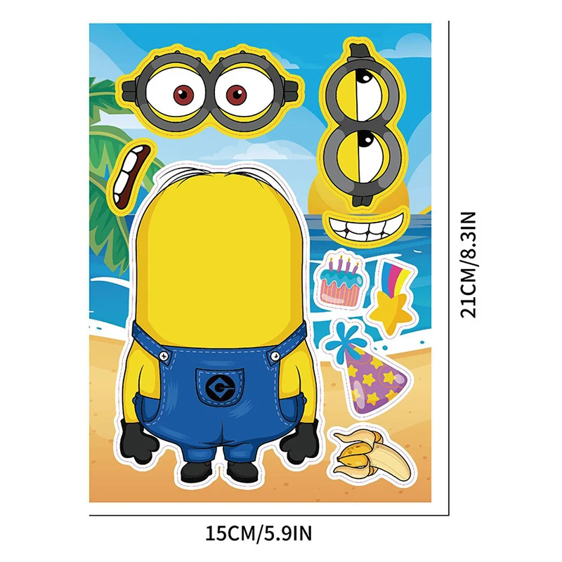 

8pcs Minions DIY Kawaii Cartoon Puzzle Stickers Creative Decoration Computer Suitcase Mobile Phone Account Children's Gift