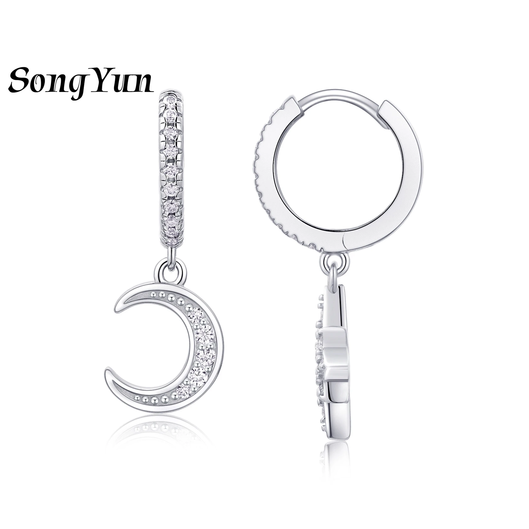 

SONGYUN Brand Jewelry 925 Sterling Silver Earrings Moissanite Diamond Ladies Rhodium Plated SYT Patent Drop Earrings