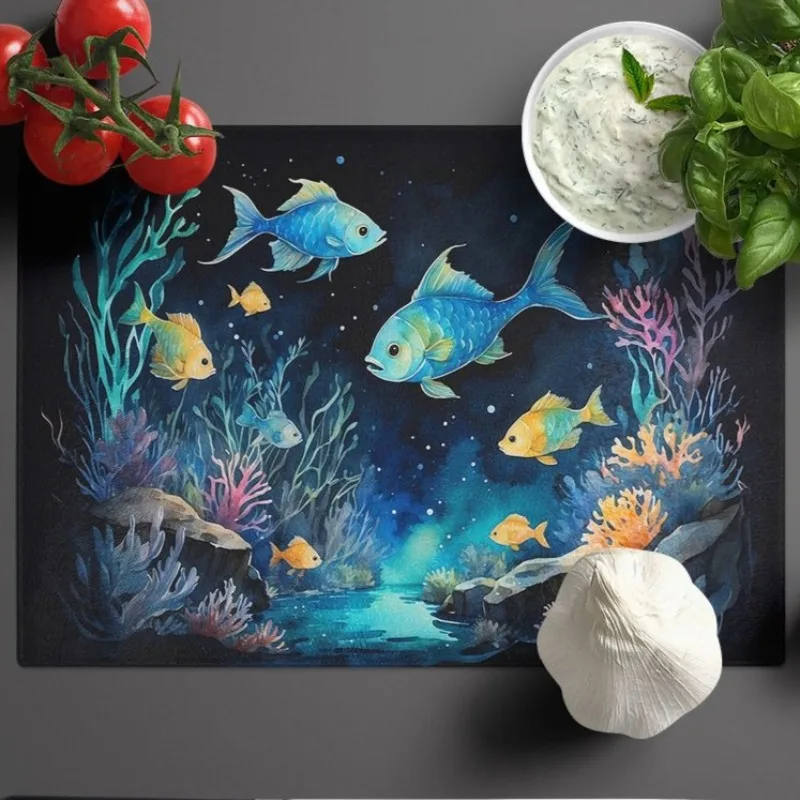 

Великолепная биолюминесцентная разделочная доска из рыбного стекла, декоративная кухонная разделочная и сервировочная доска из закаленного стекла, большая