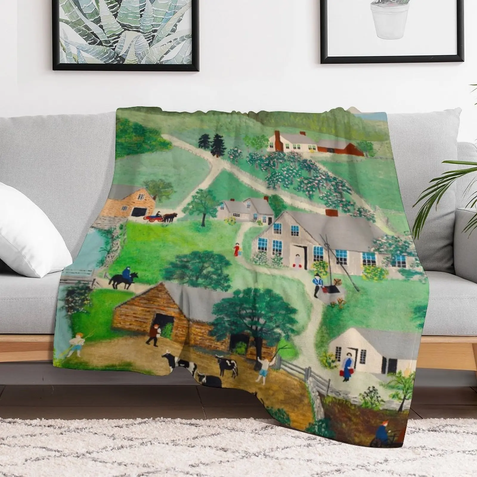 Anna Mary Robertson 'Grandma' Moses The Old Oaken Bucket American Folk Art Throw Blanket Sofa Hairy Bed linens Blankets