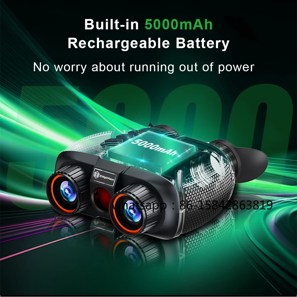 1000m 8K Night Vision Binoculars 3D VR Infrared Night Vision 6X Digital Zoom 5000mAh Battery,Compass, for Camping Hiking Concert