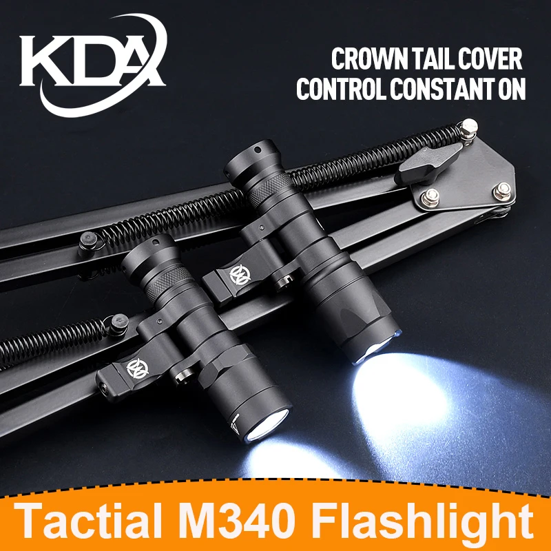 WADSN M340 M340W Tactical Flashlight Airsoft Weapon Scout LED Light Rail Rotating Base Fit 20mm Rail M-LOK Keymod Accessory