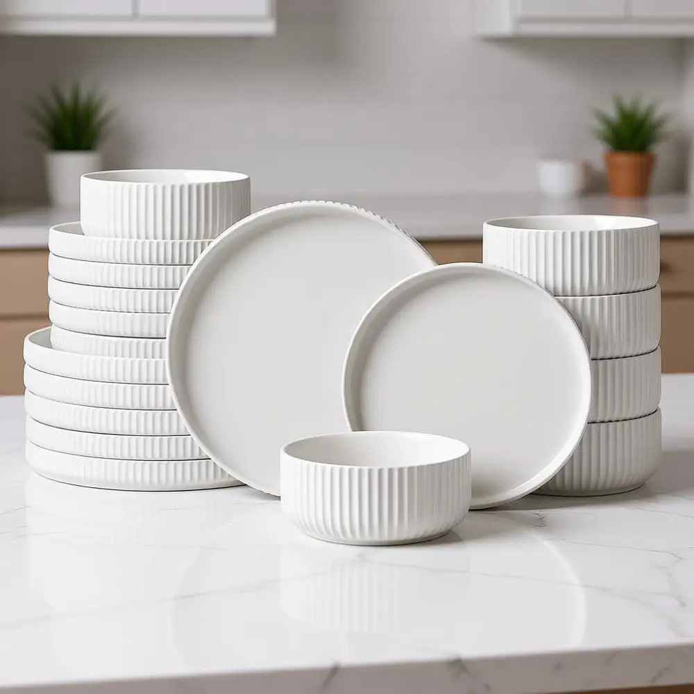 

6-Piece White Dinnerware Set for Everyday Use and Practicality