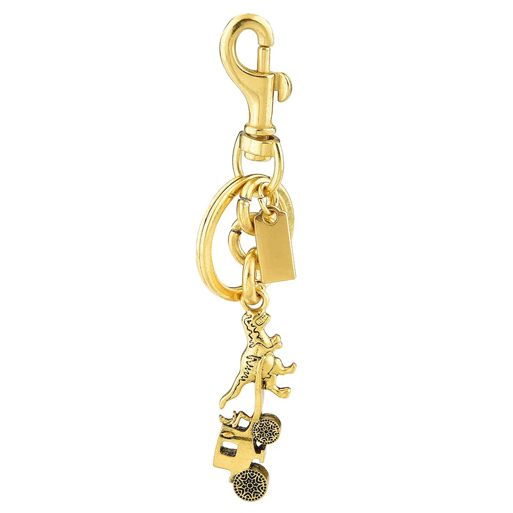 New alloy creative carriage bag pendant, female dinosaur pulling a carriage keychain pendant