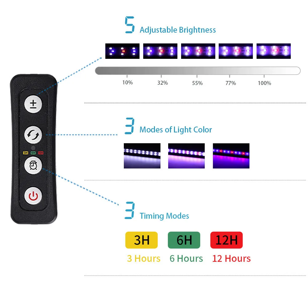 LED Aquarium Light For Aquatic Plant Flexible Head Aluminum Alloy 6w 10w 14w Ultra thin Fish Tank Lamp 100~240V