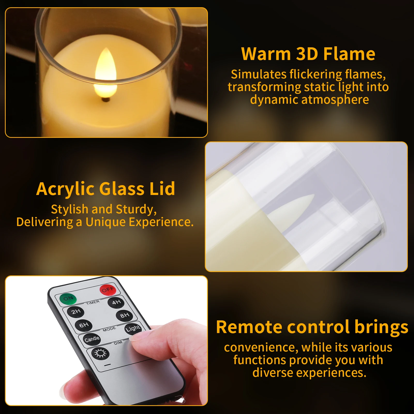6/12/24Pcs Led Flameless Electric Candles Lamp Acrylic Glass Battery Flickering Fake Tealight Candle Bulk For Wedding Christmas image 3