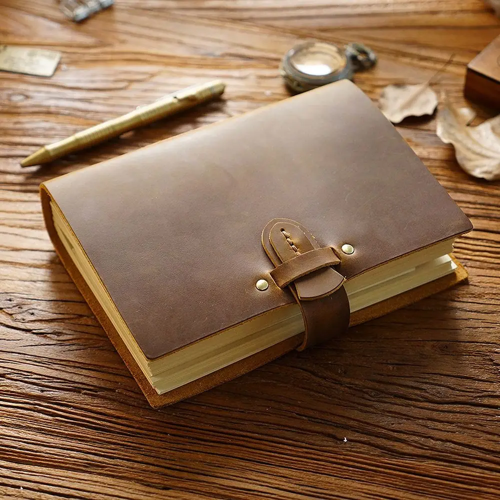 Antique Vintage Leather Bound Journal Handmade Genuine Leather Cover Travel Sketchbook Blank Pages Unlined Daily Notepad Writing