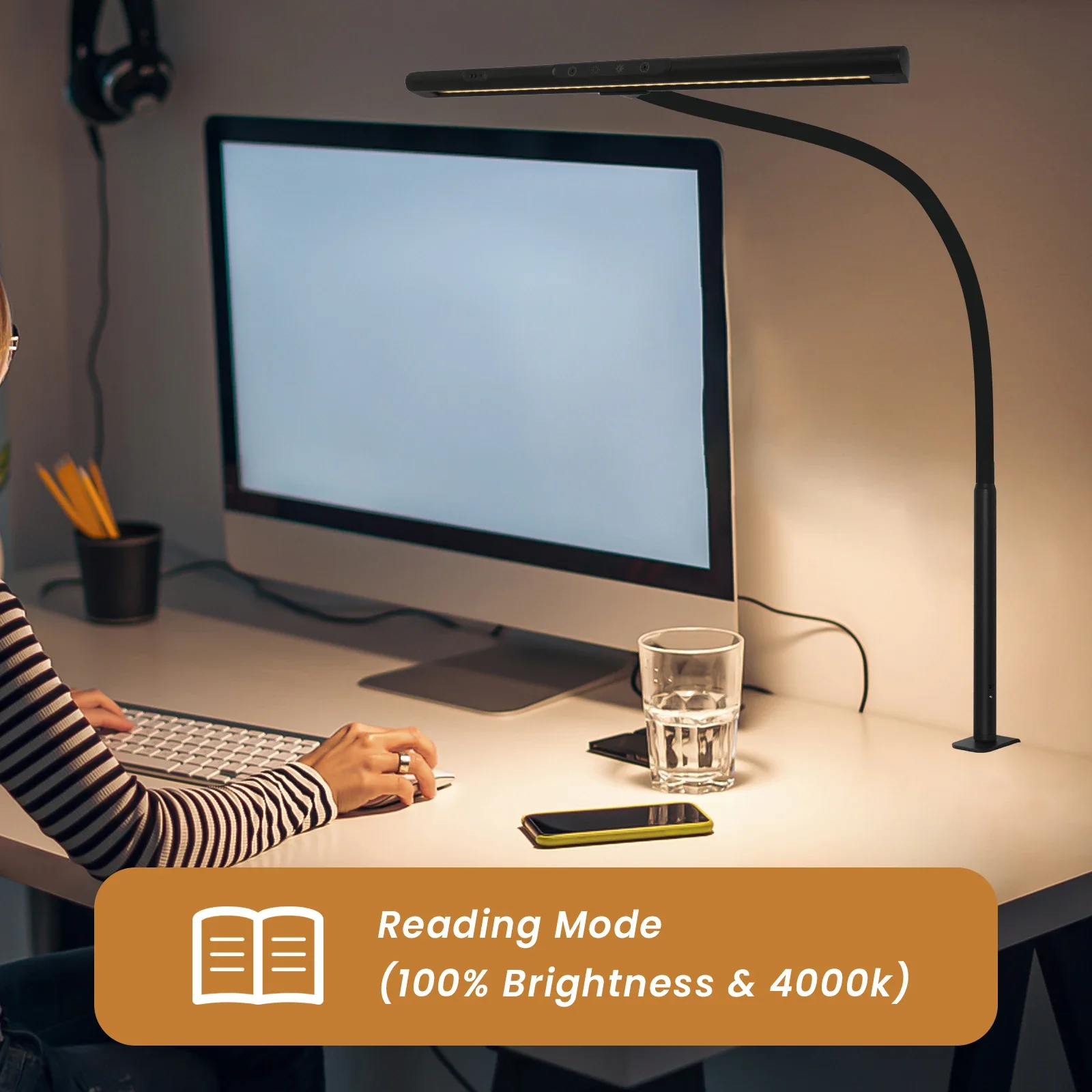 LED Clip Reading Desk Lamp Architect Table Light Foldable Swing Arm Desk Lamp Eye Protection Modern Lamp for Home Office Light