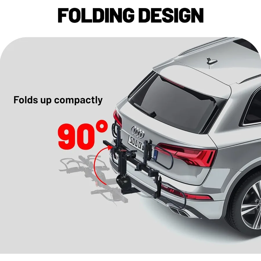 แร็คจักรยานแบบติดตั้งบนแพลตฟอร์มสำหรับรถยนต์ รถบรรทุก รถ SUV รถมินิแวน - เหมาะสำหรับจักรยานเสือภูเขา จักรยานเสือหมอบ จักรยานเสือภูเขาแบบ Gravel ที่มียางขนาดใหญ่สูงสุด 5 นิ้ว รองรับน้ำหนักได้ถึง 200 ลิตร