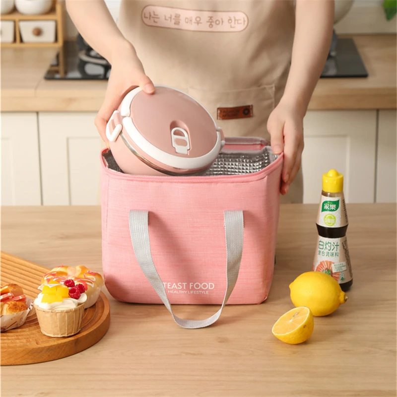 Insulated Lunch Bag Large Thermal Bento Box Storage Handbag Kid Student Picnic Food Pouch Breakfast Organizer Cooler Bags