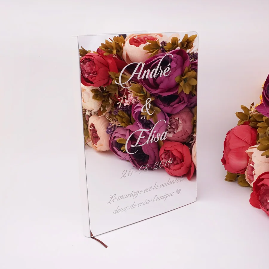 Custom Acrylic Mirror White Blank Guestbook Wedding Signature Guest Book Personalized Baptism Event & Party Decor Favors Gifts