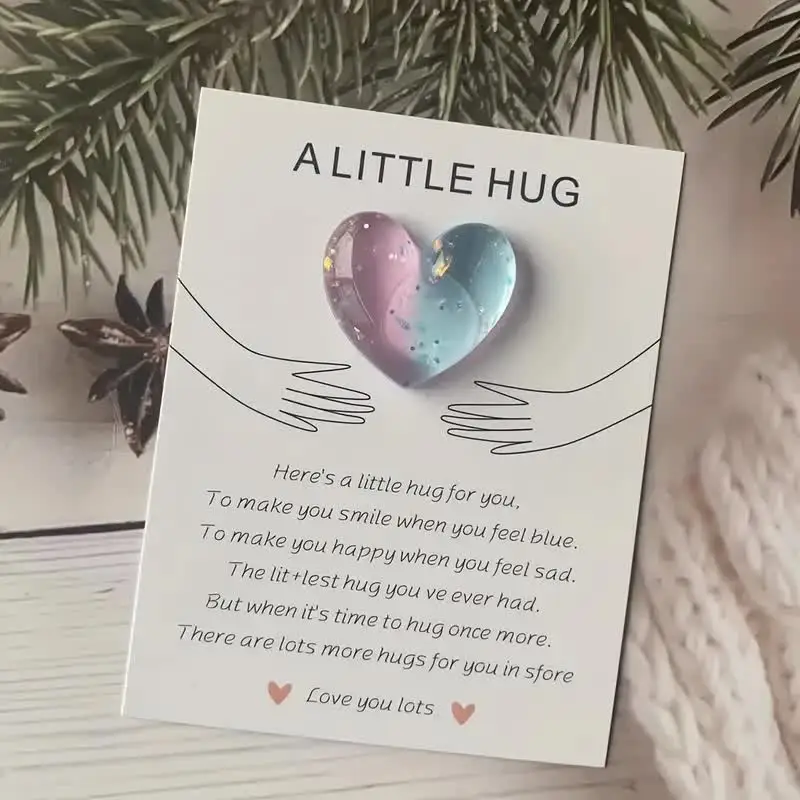 Romántico abrazo de bolsillo de corazón de Resina: tarjeta de felicitación sorprendente, perfecta para fomentar ocasiones especiales, perfecta para