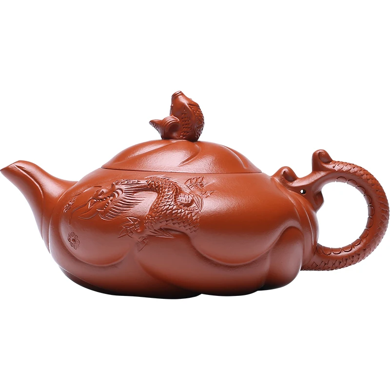 Authentic Original Yixing Clay Yixing Famous Teapot Handmade Teapot Household Tea Set Handmade Fish and Dragon