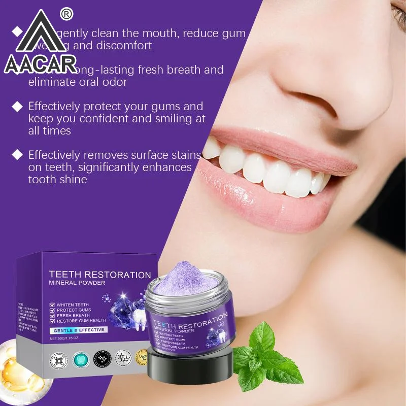 Purple Dental Powder Gently Clean Teeth Yellow Dental Tar Odor Fresh Breath Clean And Refreshing Daily Care Dental Powder