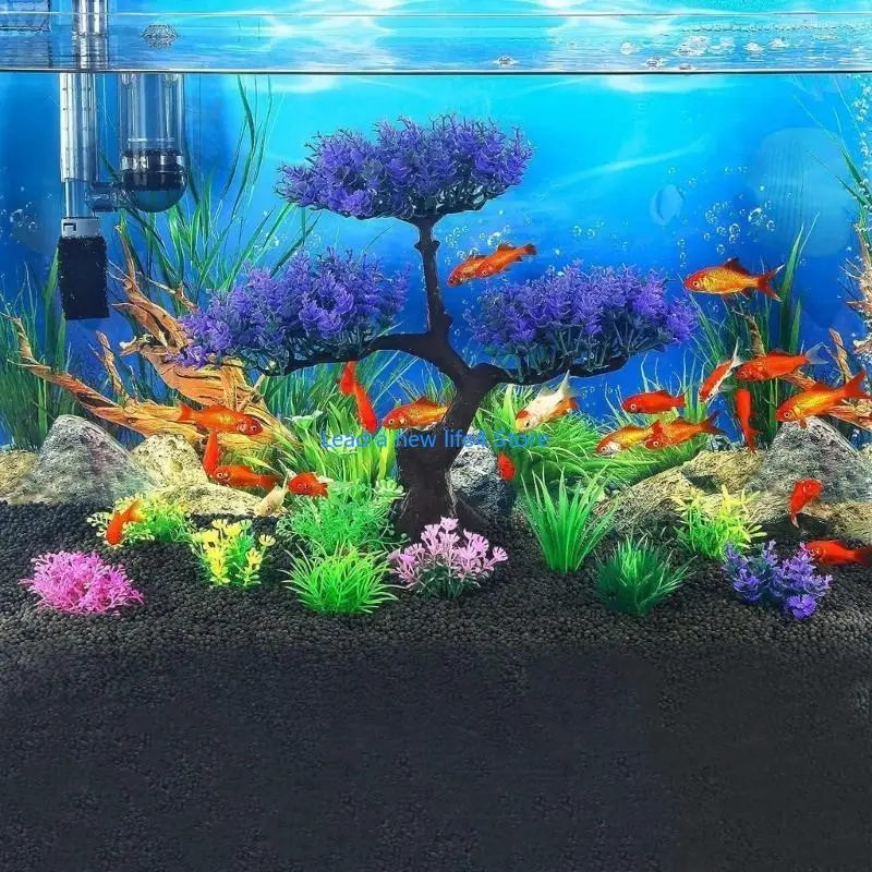 Y55E 10 Pcs Aquatic Plant Leaves for FishTank Aquarium Decoration Beautiful Appearance Artificial Plant Leaves Multicolored