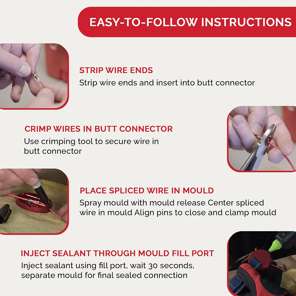 Stampo per connettore di testa a doppia cavità 16-14 AWG 2x2x0,75 pollici Cavo di ingegneria di precisione Giunto fisso Versatile Facile da usare