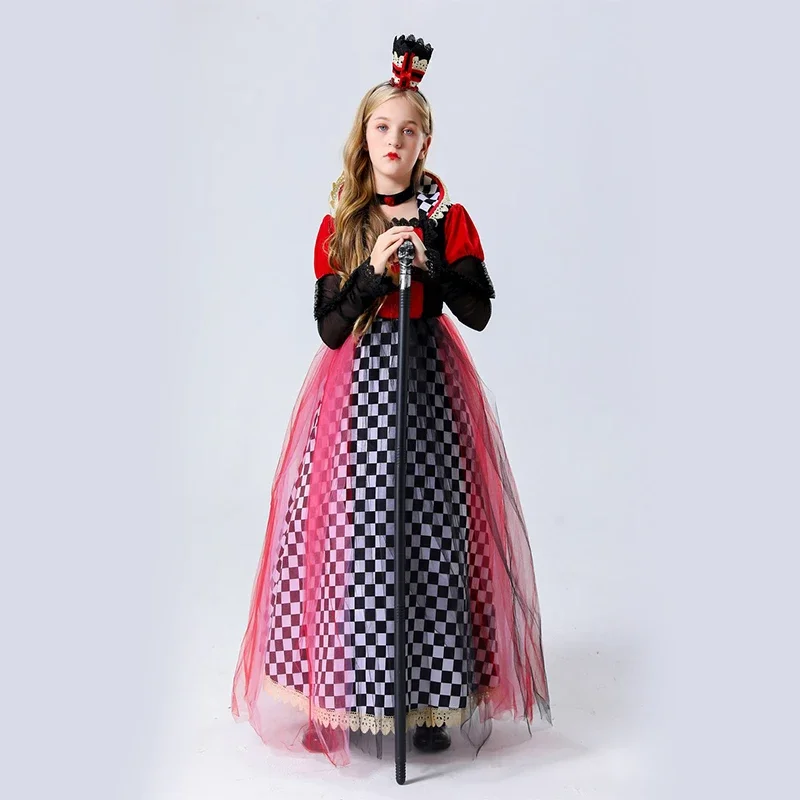 Halloween Children Queen Of Hearts Cosplay Costume