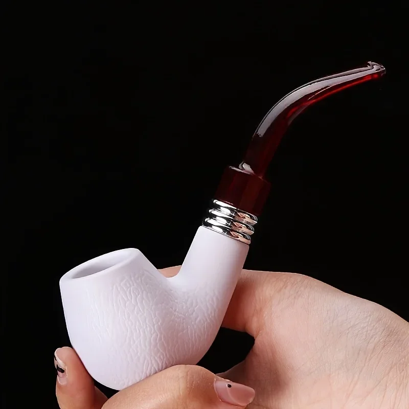 Creative Imitation Sea Bubble Resin Tobacco Pipe, Curved Red Tail White Filter Tobacco Pipe, Smoking Pipe, Smoking Accessories