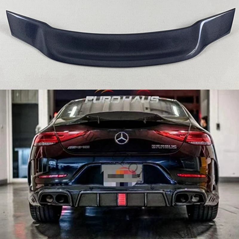 For Mercedes-Benz CLS W257 R Style Carbon Fiber Rear Spoiler Trunk Wing 2018-2023 FRP black Forged Carbon