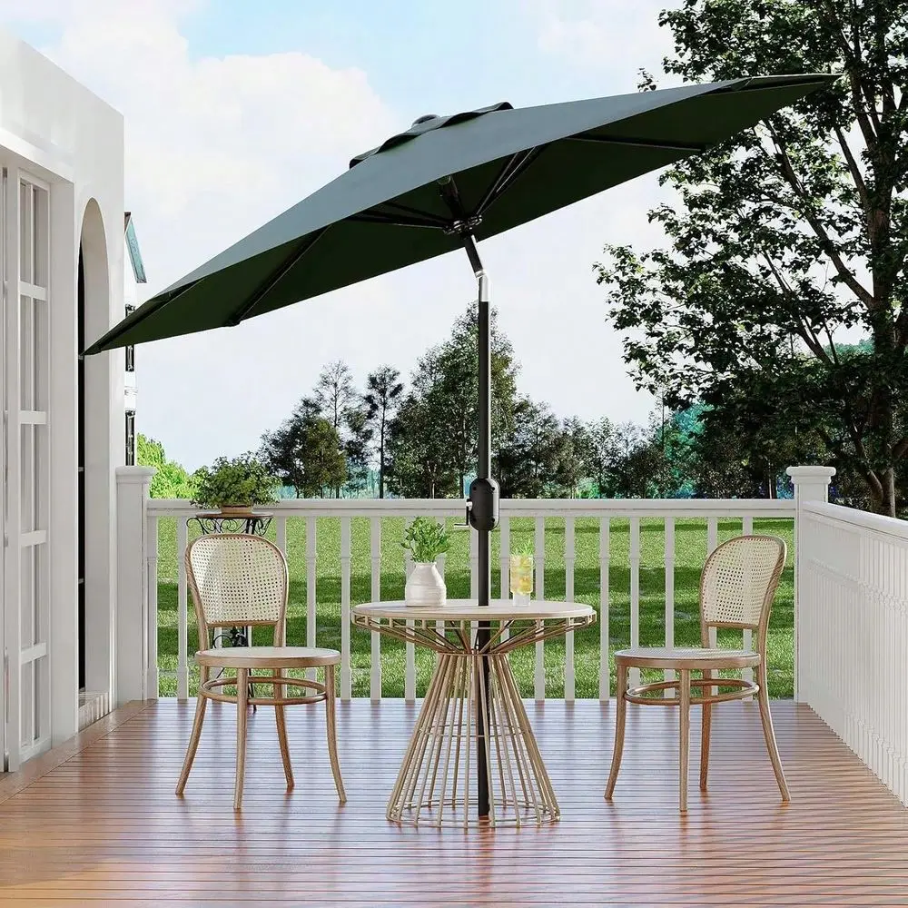 

Patio Umbrella With Crank Lift Push Button Tilt, Table Umbrella Outdoor Patio 8 Sturdy Ribs For Yard, Deck, Pool