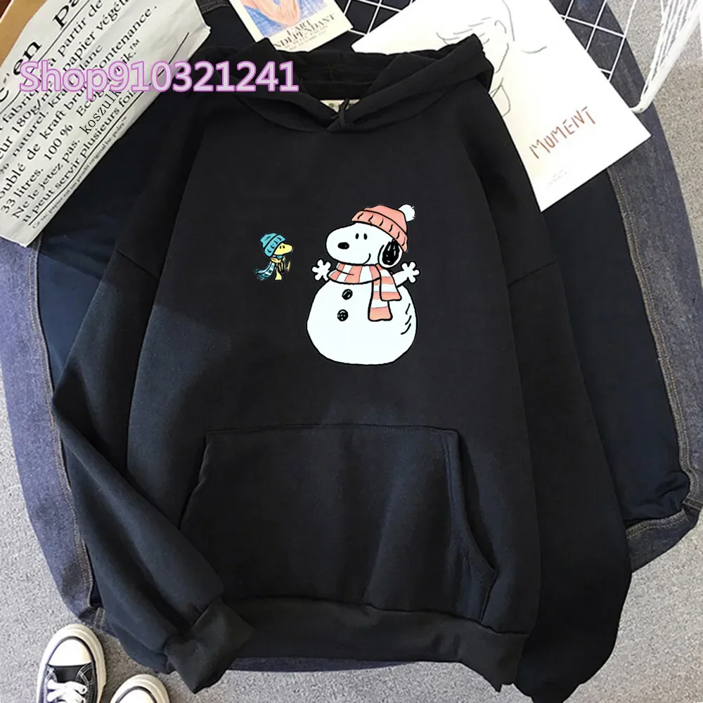 New Simple Daily Hoodies Women Vintage Y2k Aesthetic Snoopy Graphic Sweatshirts Y2k Youth Casual Tops Cartoon Graphic Clothing