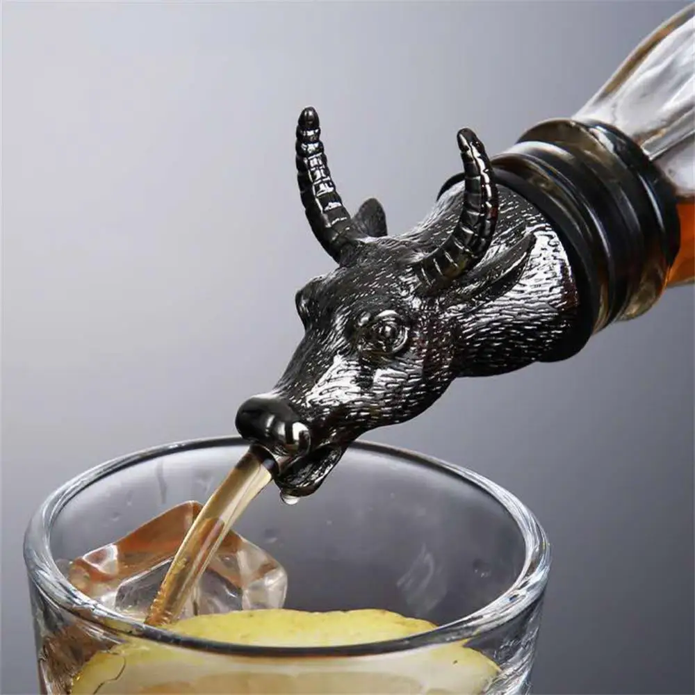 Wine Pourer Deer Elk Lion Wine Stopper Stainless Steel Bartender Tool Deer Head Wine Mouth Wedding Party Bottle Stoppers image 3