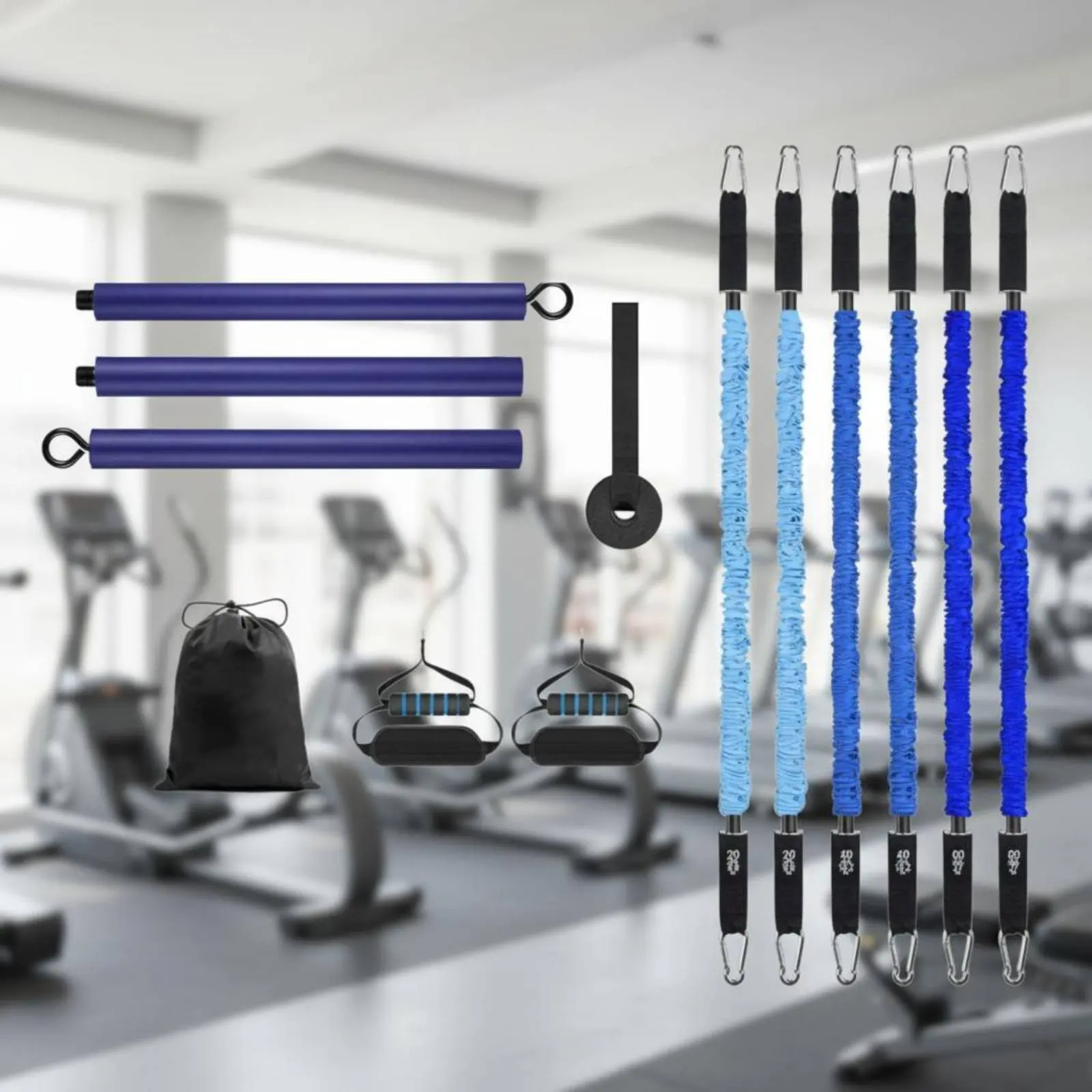 

3-Section Resistance Bar Set Multi-Functional Pilates Bar Kit Pilates Resistance Band Set Easy to Assemble Exercise Gear