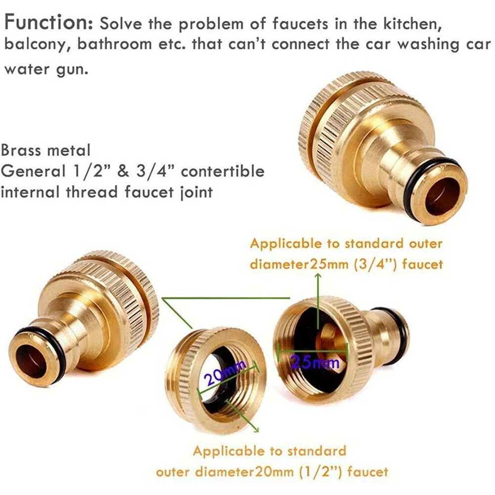 Fitting Adaptor Water Pipe Connector Backyard Brass 1/2in 1PC G3/4 To G1/2 HOSE Tap Faucet Quick Connector Newest