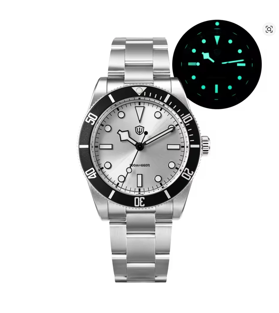 

Watchdives WD7922 BB54 Часы VH31 Sweep Second Механизм Сапфировое Стекло 20 бар Водонепроницаемые C3 Светящиеся 37 мм Винтажные Часы