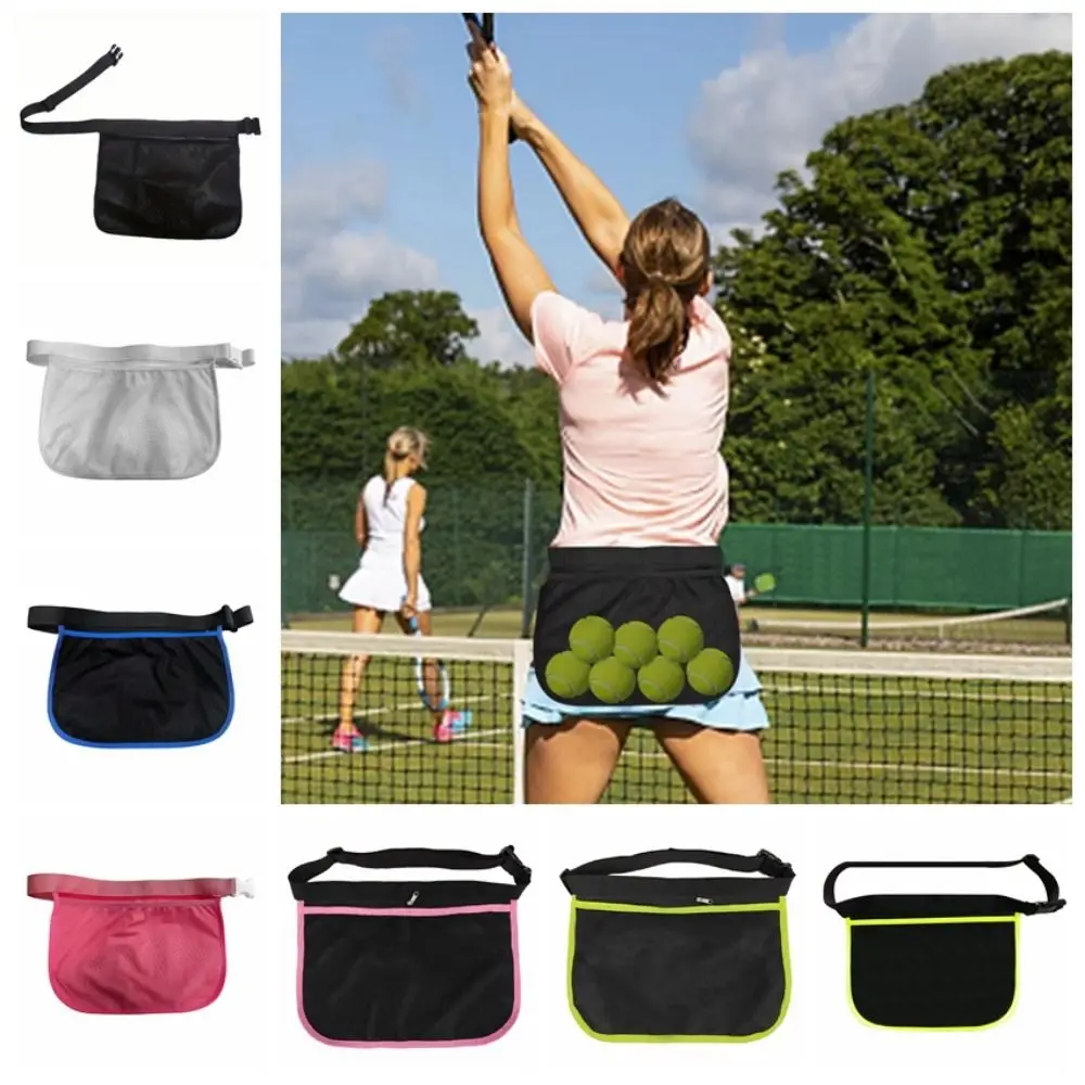 

High Elasticity Tennis Ball Holder Bag Adjustable Band Zippered Pocket Mesh Ball Fanny Pack Mesh Material Elastic Fabric