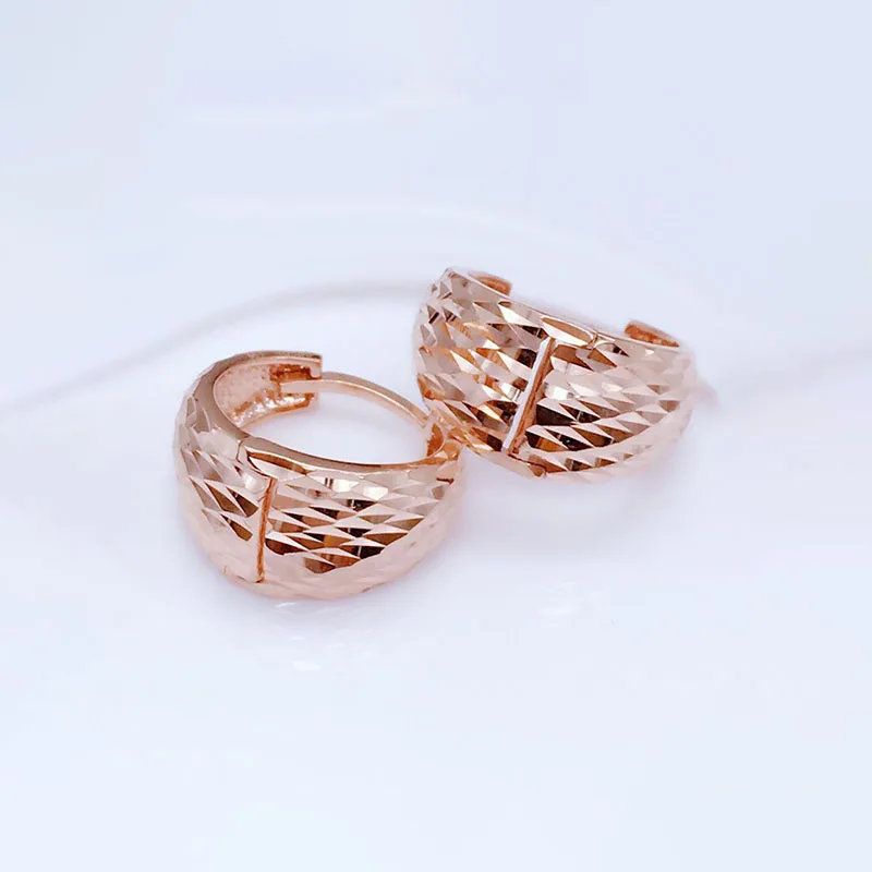 Classic Starry Sky U-shaped Ear Buckle 585 Purple Gold Plated 14K Rose Gold Shining texture earings stud Banquet Jewelry Gift