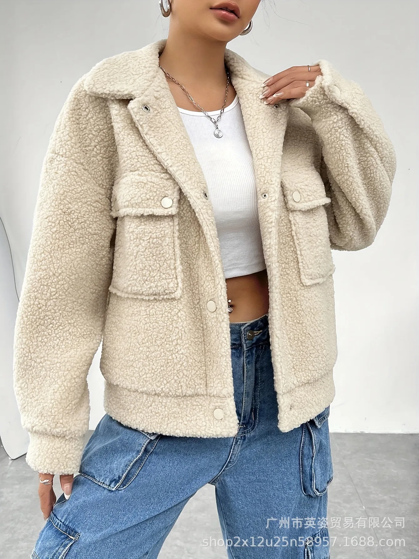 

Lamb Wool Jacket Winter Coat Female Woman Jogging Activity Running Movement Sprinting Action Dashing Operation Racing Beautiful