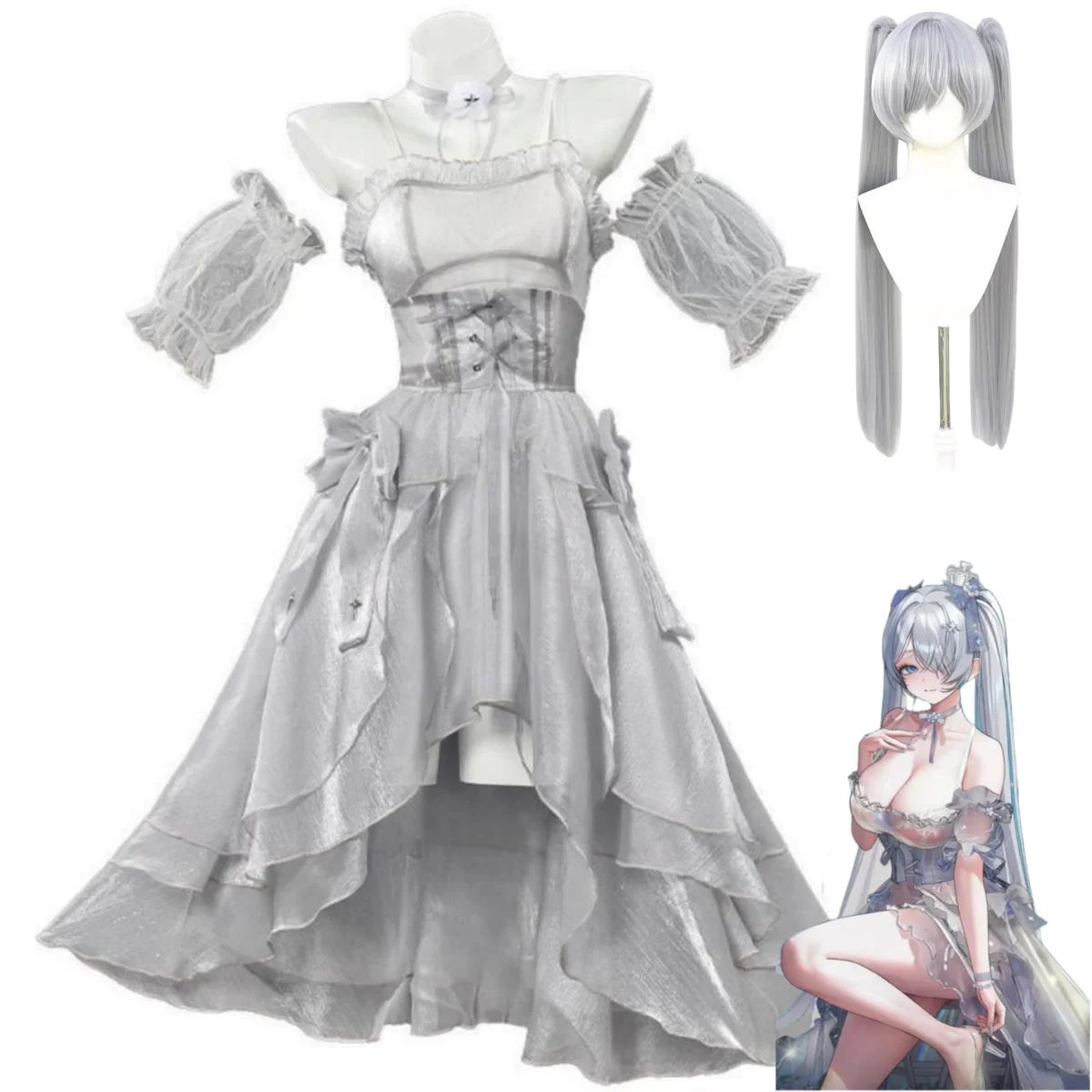 

Game NIKKE：The Goddess of Victory Cinderella Crystal Princess Cosplay Costume Glassy Dress Wig Woman Sexy Carnival Party Suit