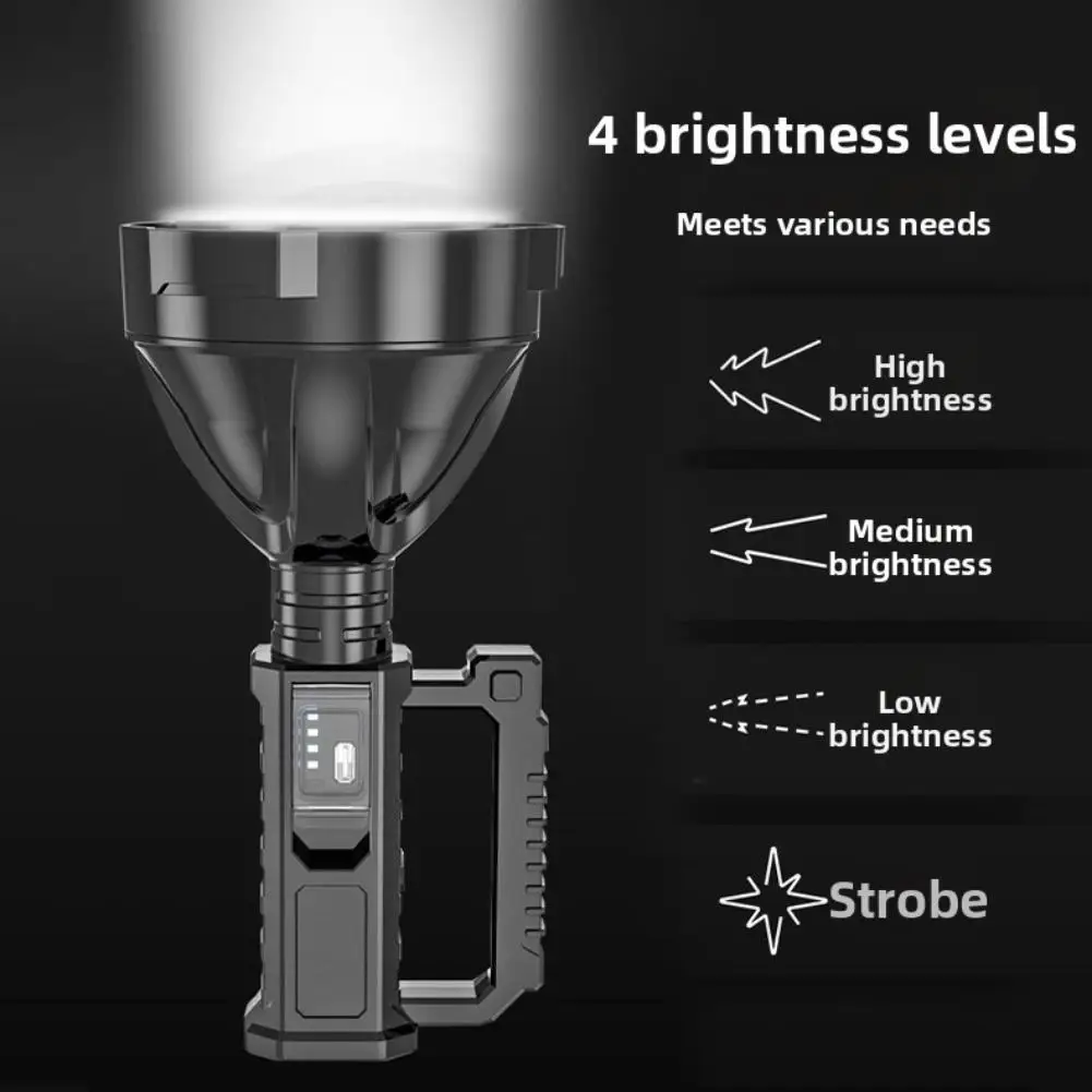 200 000 Lumens LED Flashlight with Rechargeable Battery and Triangular Stand for Outdoor Safety and Visibility