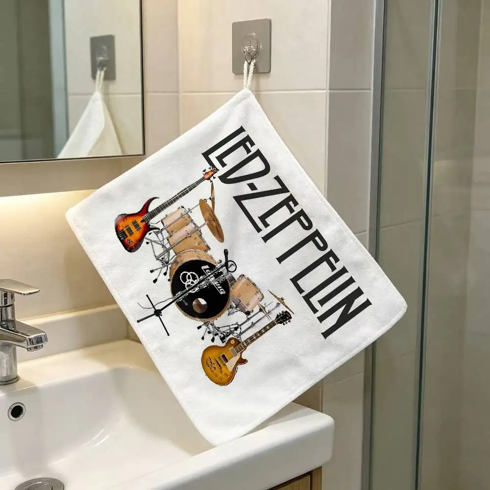 kRock Album Led-Zeppelin Band Hanging Style Hand Wiping Towel Polyester Cotton Anti-fade For Indoor Kitchen Living Room