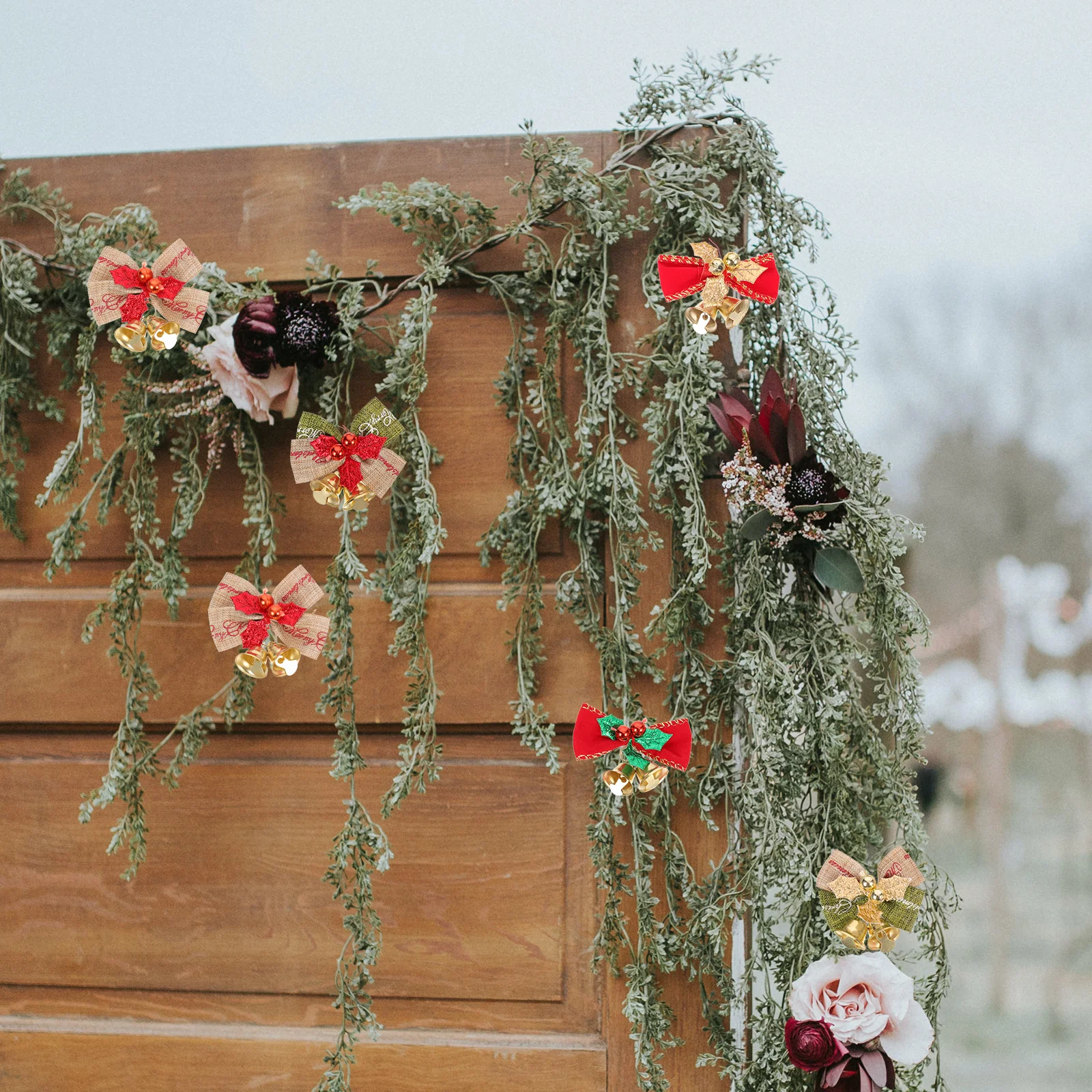 

25Pcs Xmas Bell Pendant Linen Bowknot Christmas Tree Hanging Decorations DIY Xmas Home Decor Crafts Materials DIY Accessory